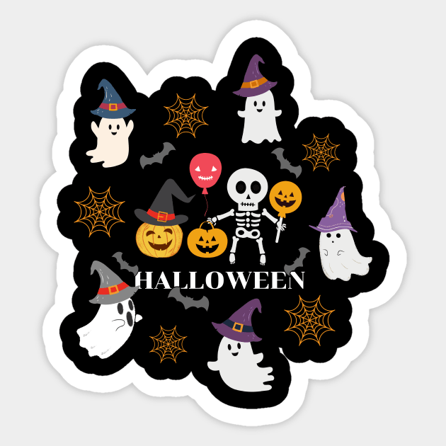 Halloween Face Mask, Happy Hallween For kids, Haloween ghost Face Mask for Kids. Sticker by DakhaShop